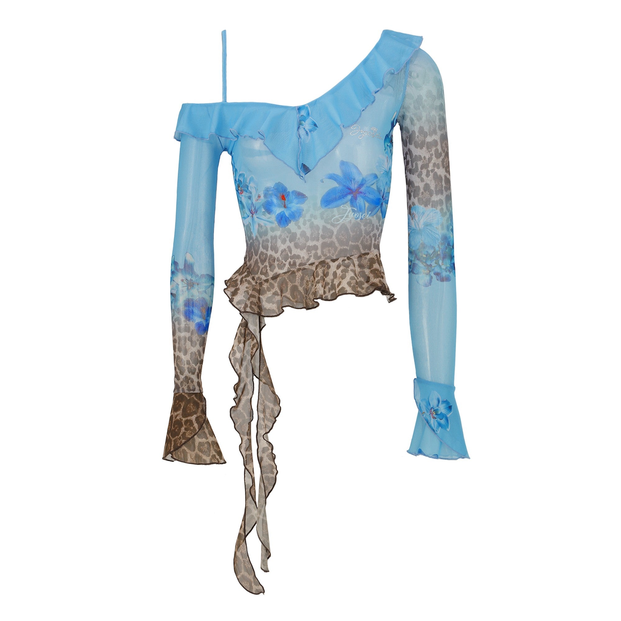 Wildflower Mesh Ruffle Top