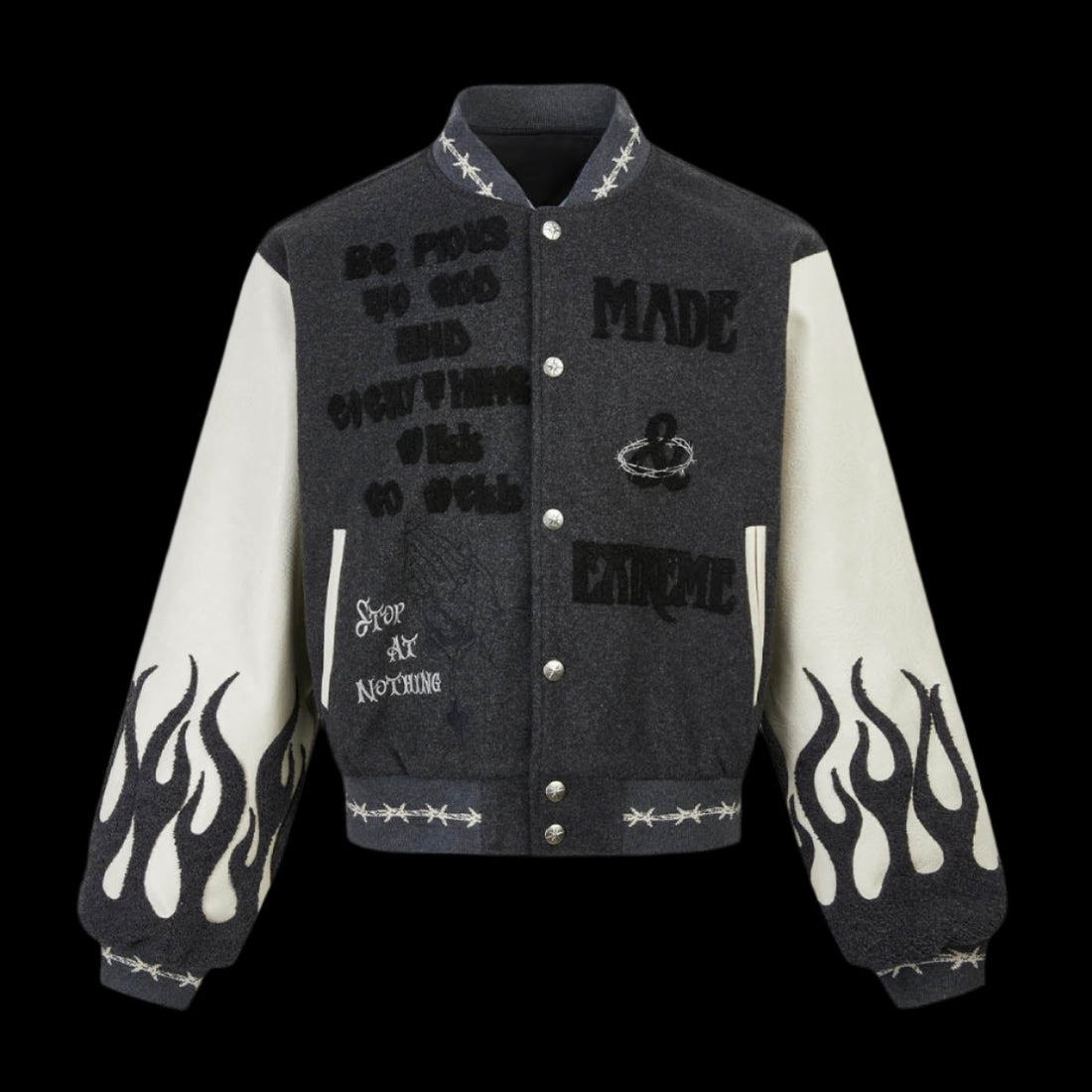 &quot;Rebuke&quot; Heavy Embroidery Bomber Jacket