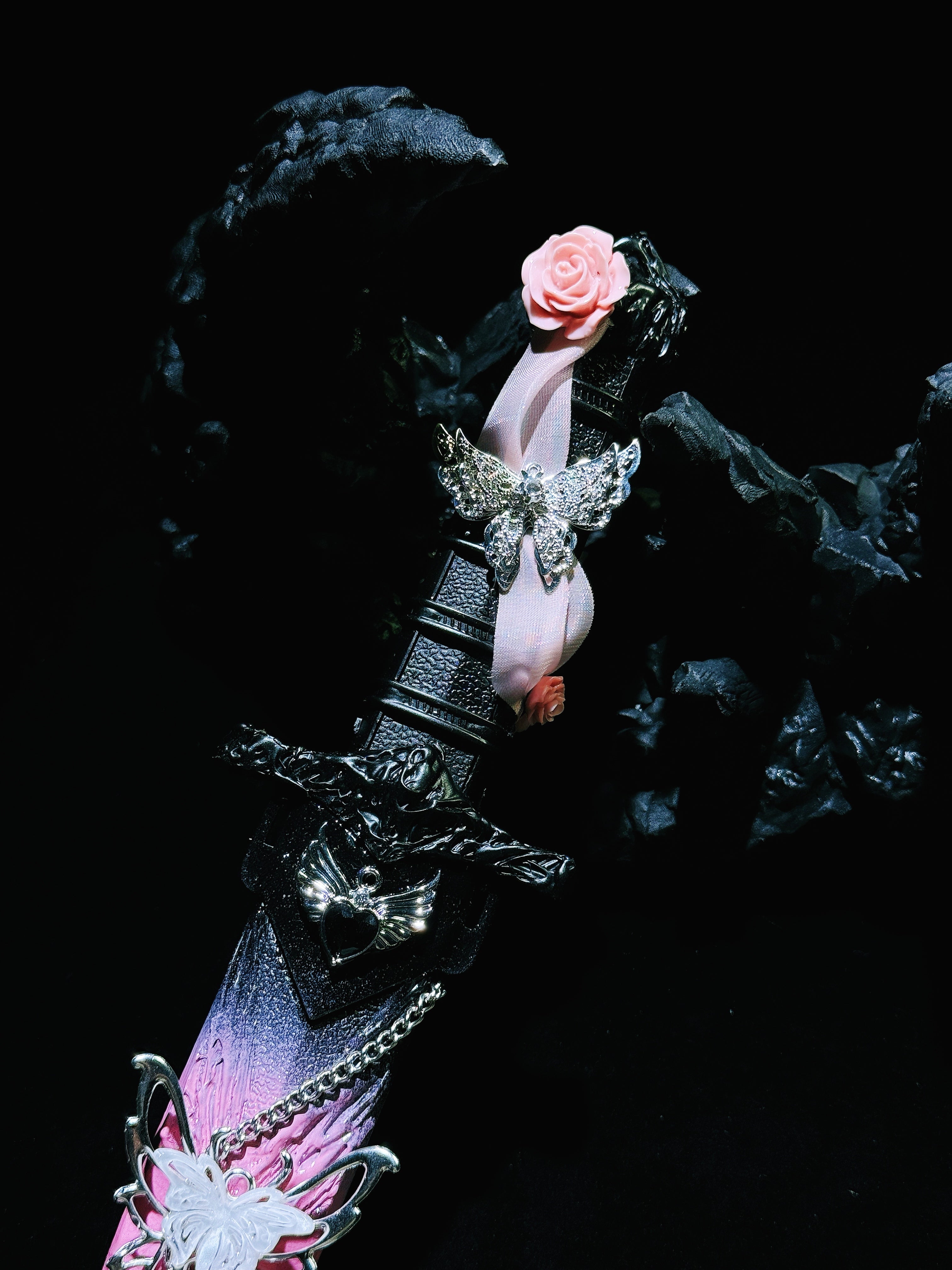 Handmade dagger-Pink ink butterfly