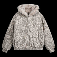Cheetah Print Mink Fur Hooded Jacket