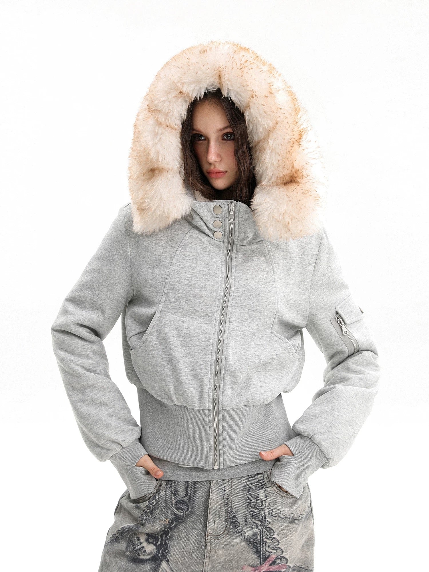 Detachable Fur Collar Jacket-4