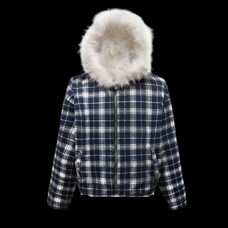 Retro Plaid Fur Jacket