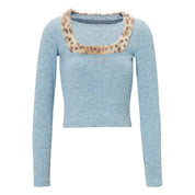 Y2K Leopard Knit Skirt Set