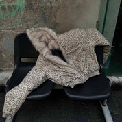 Cheetah Print Mink Fur Hooded Jacket
