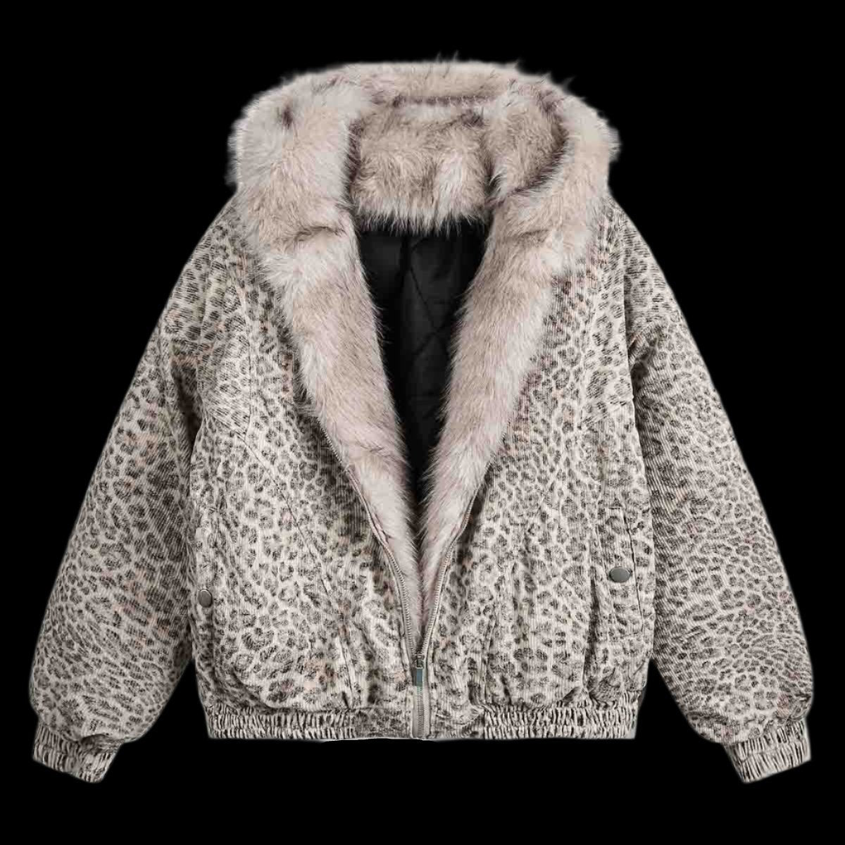 Cheetah Print Mink Fur Hooded Jacket