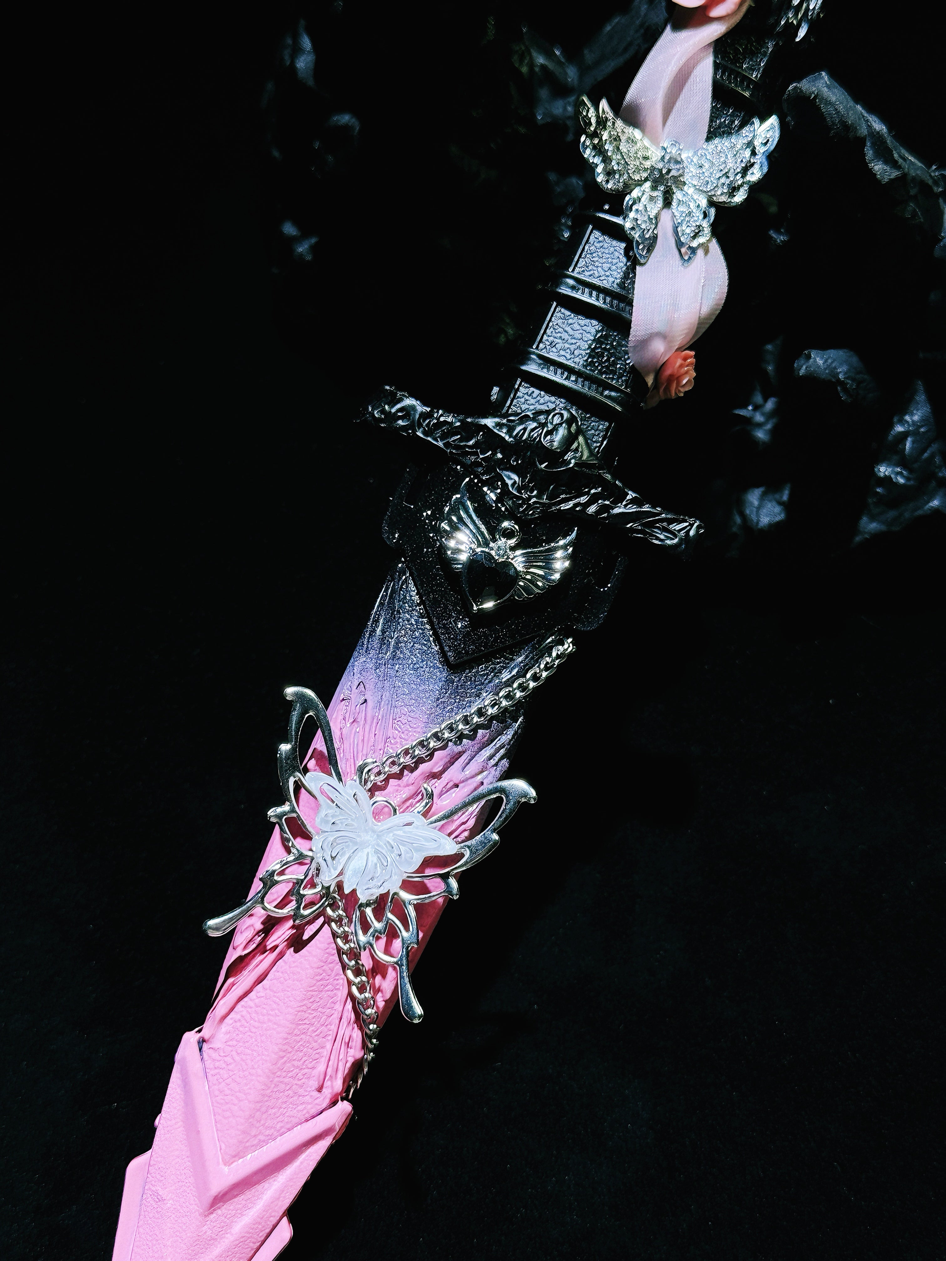 Handmade dagger-Pink ink butterfly