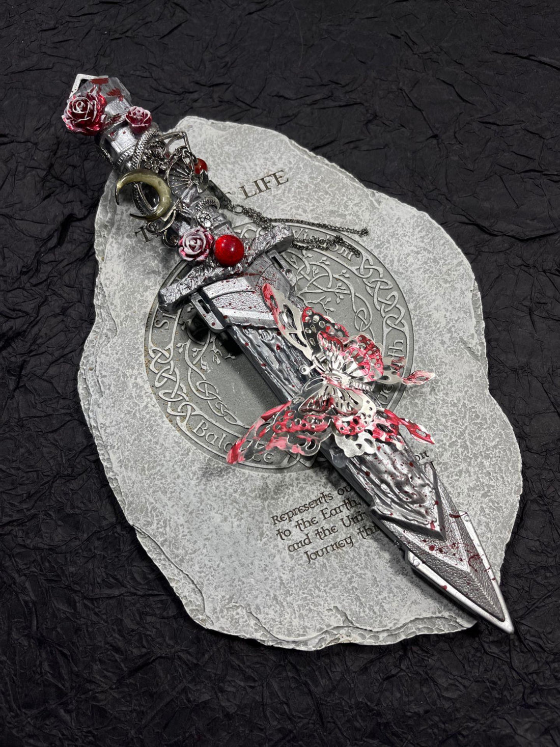 Handmade dagger-Silver Red Butterfly