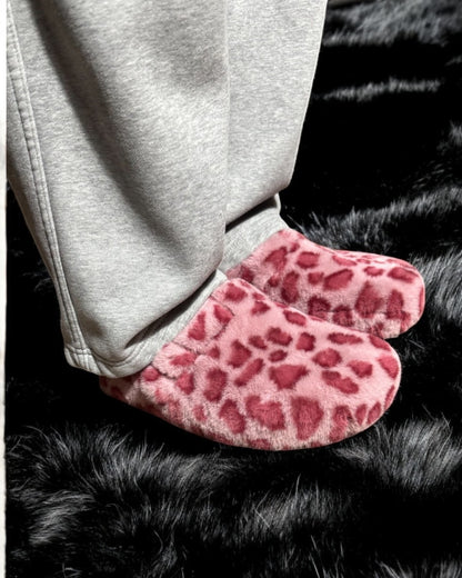 Pink Leopard Print Fur Clogs