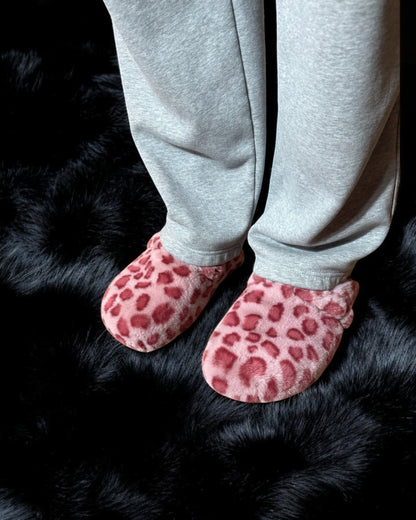 Pink Leopard Print Fur Clogs