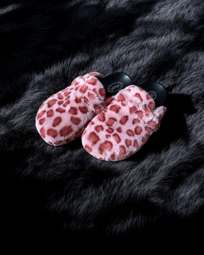 Pink Leopard Print Fur Clogs