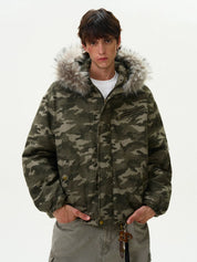 "JA$ON" Cotton Camo Fur Jacket