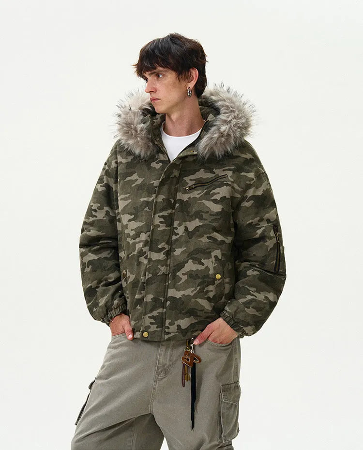 "JA$ON" Cotton Camo Fur Jacket