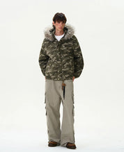 "JA$ON" Cotton Camo Fur Jacket