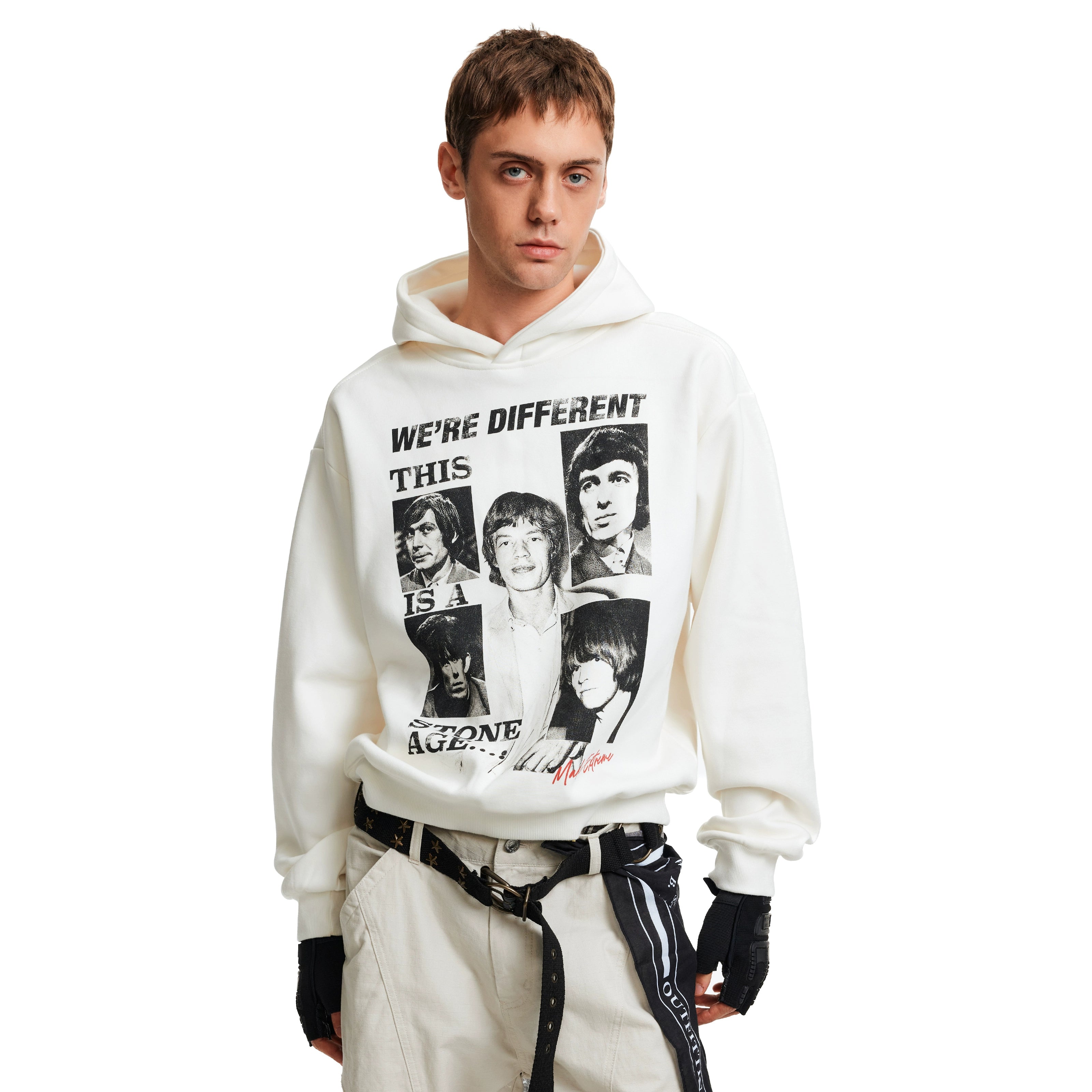 MADWITCH American trendy brand band letter print hooded sweatshirt men's and women's commuting casual ruffian top couple