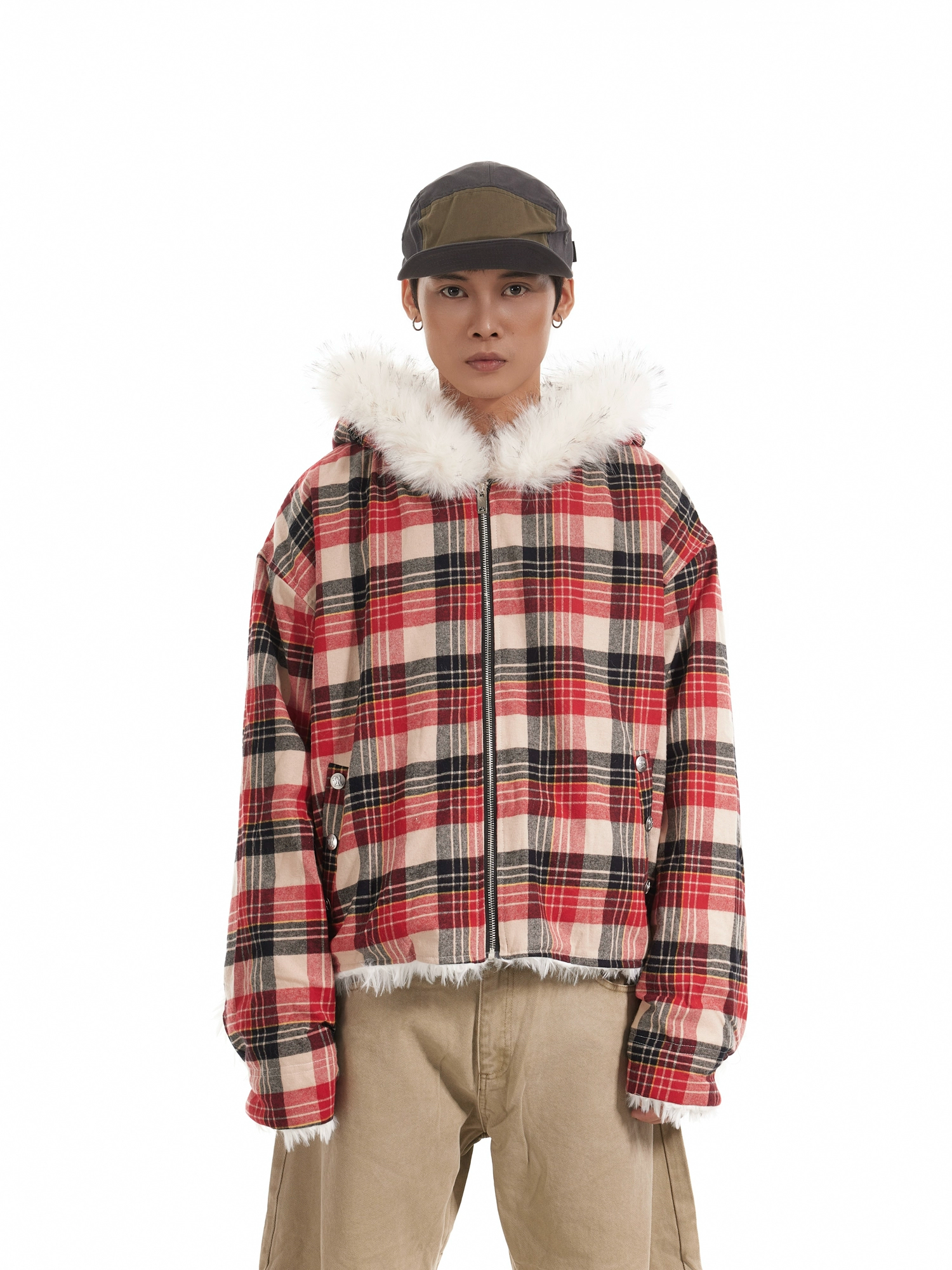 Retro Plaid Fur Jacket