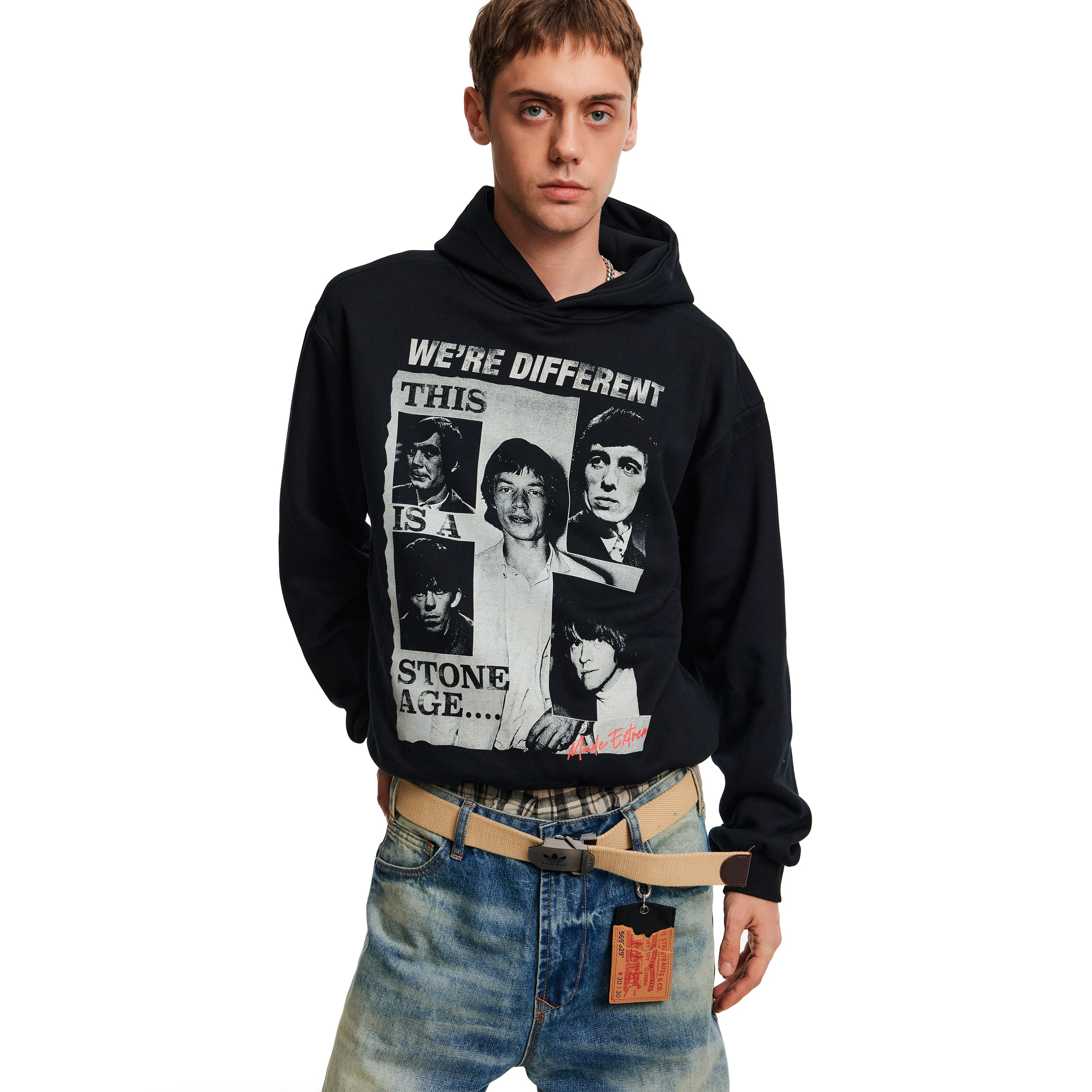 MADWITCH American trendy brand band letter print hooded sweatshirt men's and women's commuting casual ruffian top couple