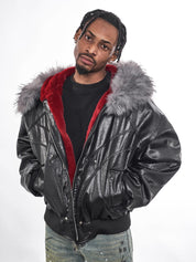 Red Velvet Lining Fur Collar Jacket