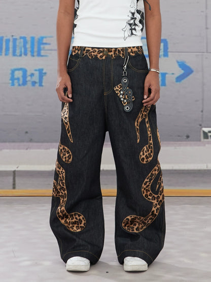 DND4DES Cow Leopard Print Baggy Scimitar Baggy Jeans
