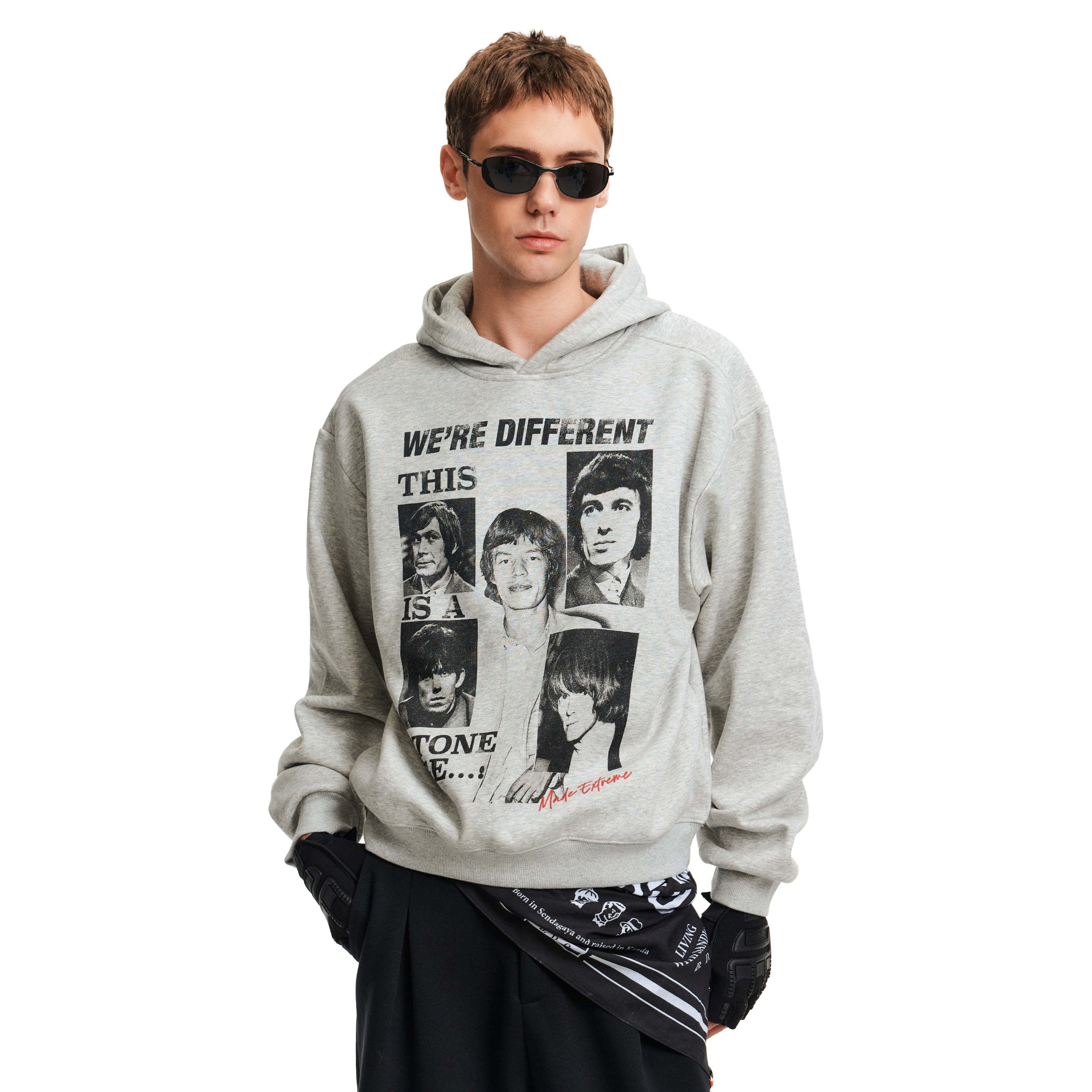 MADWITCH American trendy brand band letter print hooded sweatshirt men's and women's commuting casual ruffian top couple