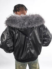 Red Velvet Lining Fur Collar Jacket