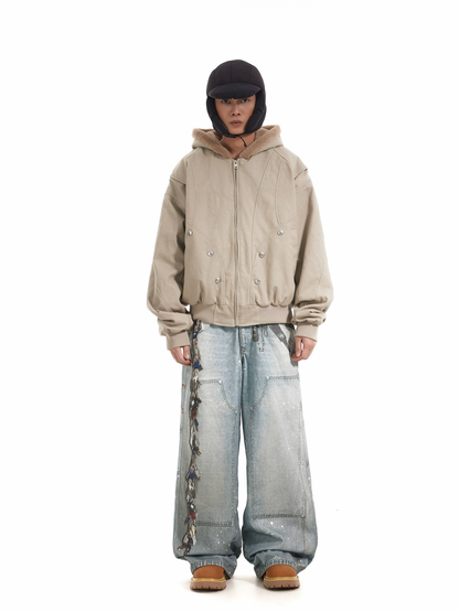 Multi Key Ink Splashed Baggy Jeans