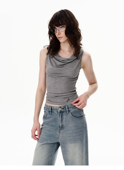 WLNEXT GreyMuse Drape Top