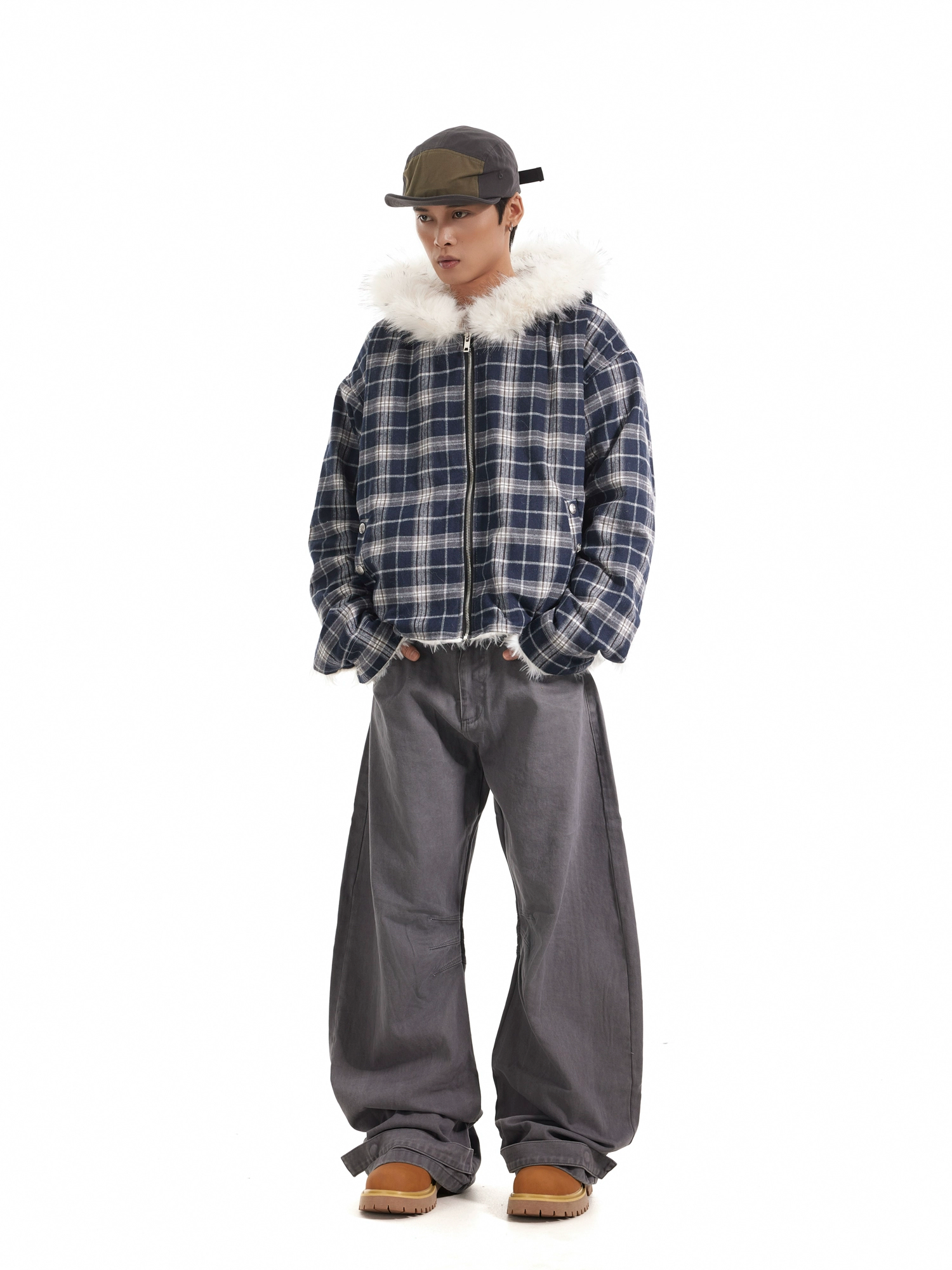 Retro Plaid Fur Jacket