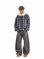Retro Plaid Fur Jacket