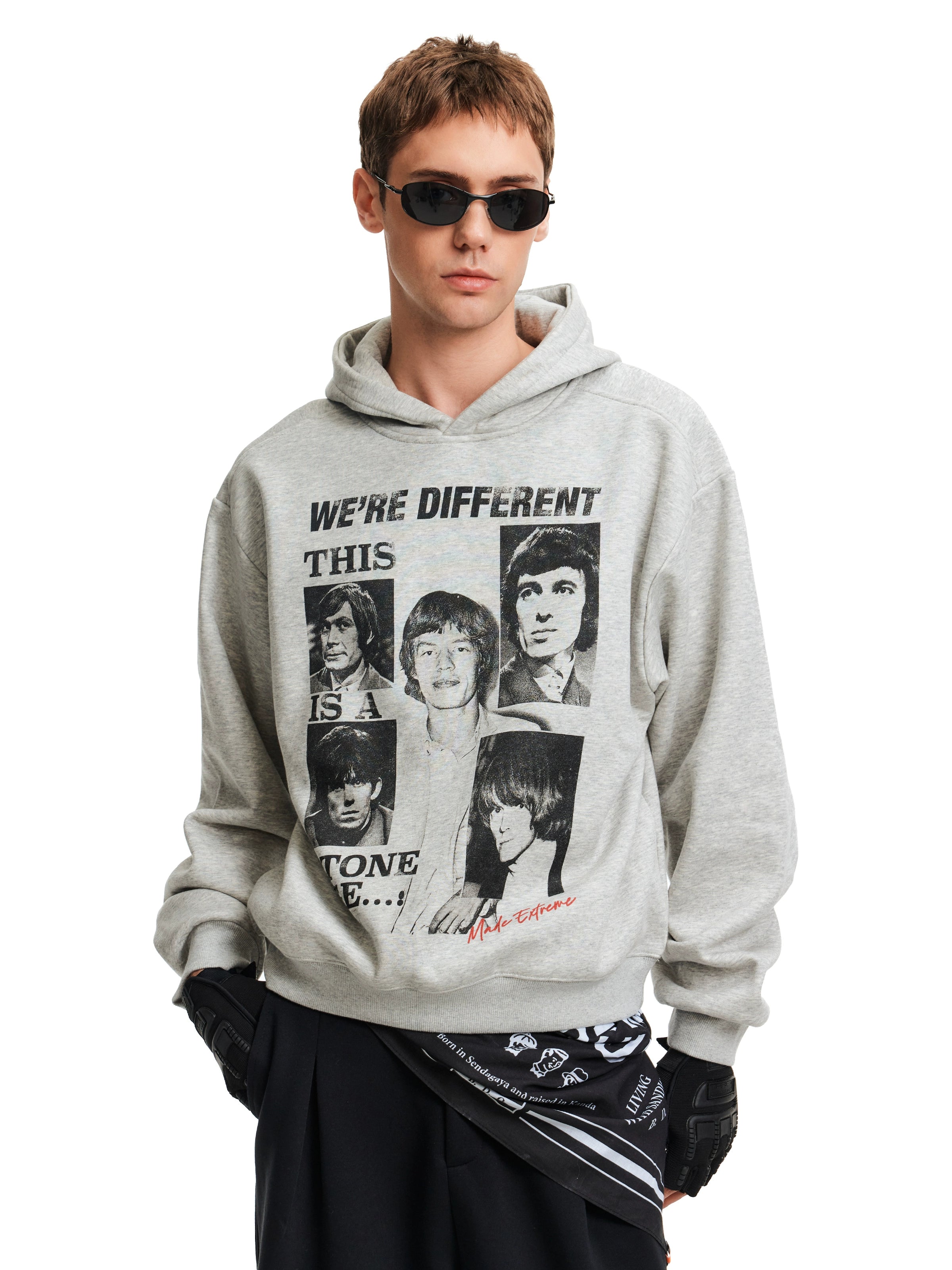 MADWITCH American trendy brand band letter print hooded sweatshirt men's and women's commuting casual ruffian top couple