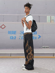 DND4DES Cow Leopard Print Baggy Scimitar Baggy Jeans