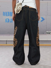 DND4DES Cow Leopard Print Baggy Scimitar Baggy Jeans