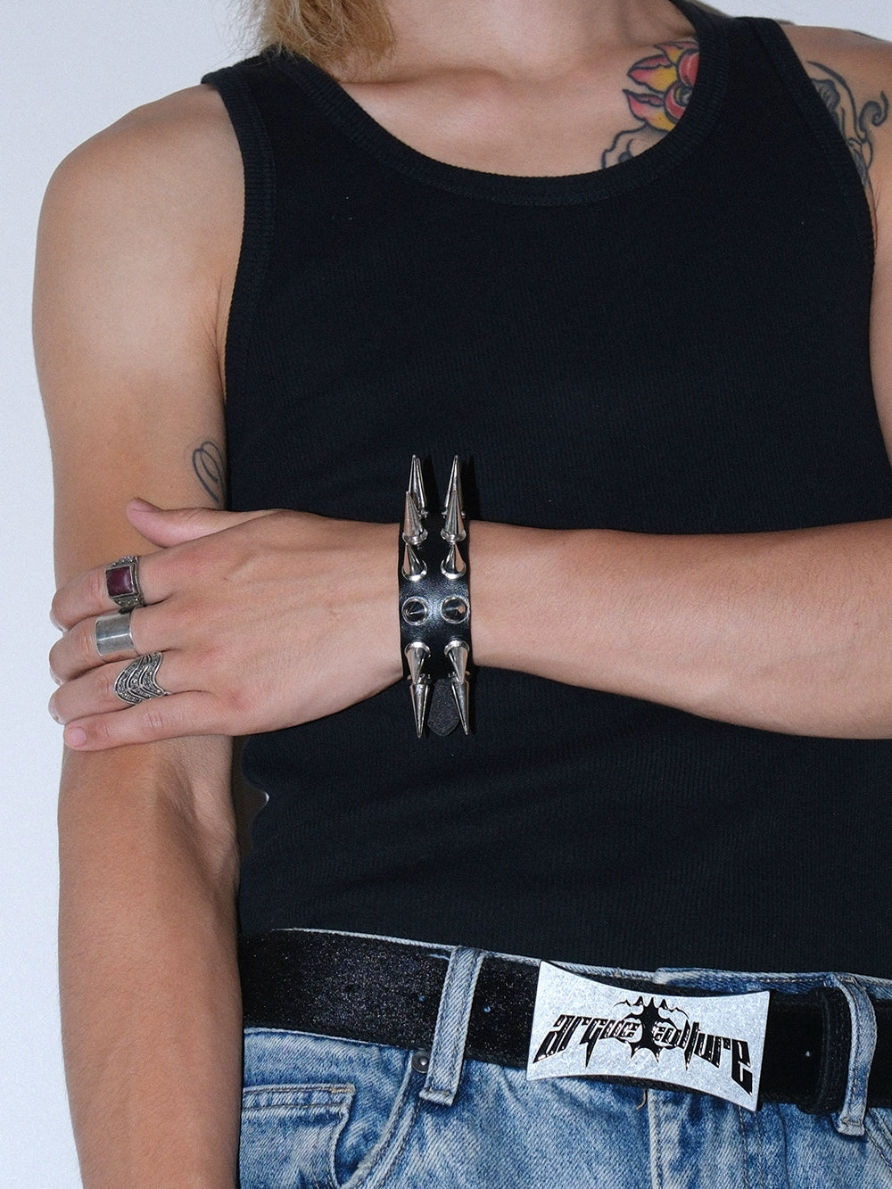 Double Row Rivet Spike Bracelet