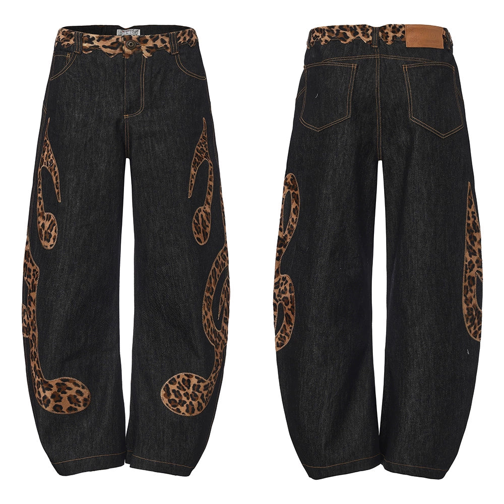 DND4DES Cow Leopard Print Baggy Scimitar Baggy Jeans