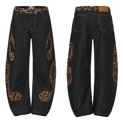 DND4DES Cow Leopard Print Baggy Scimitar Baggy Jeans