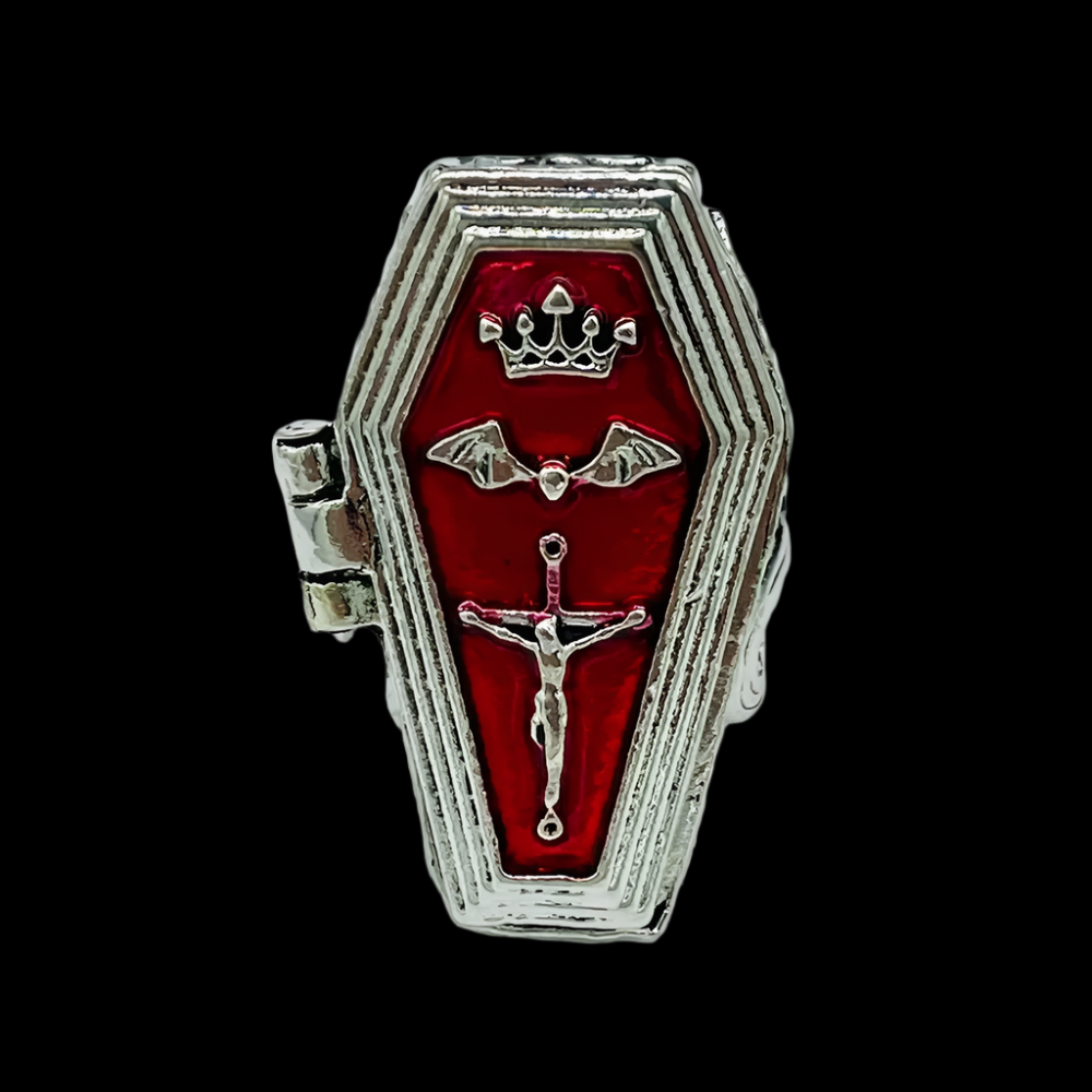 Crimson Crest Gothic Ring