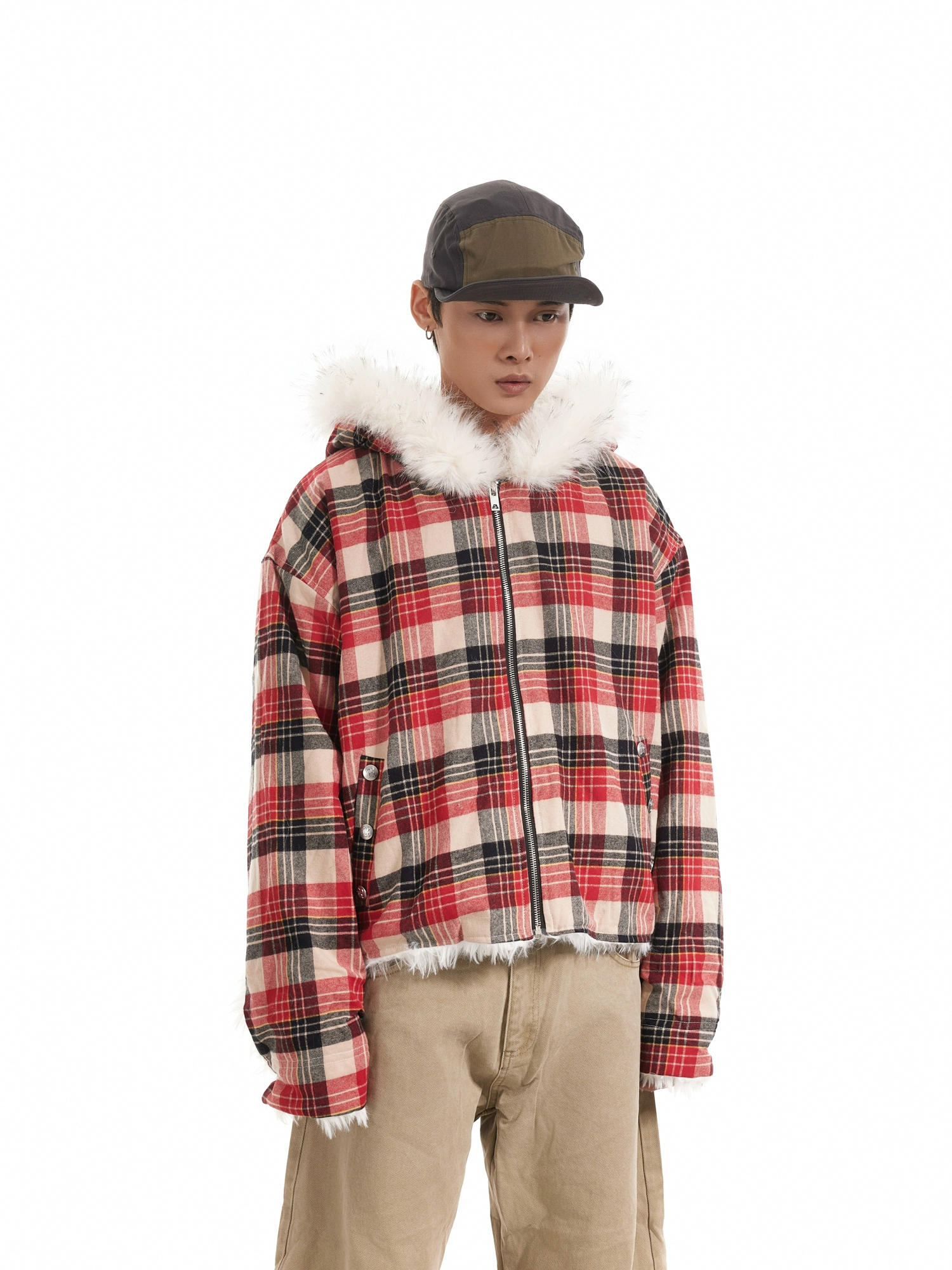 Retro Plaid Fur Jacket