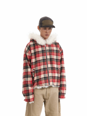 Retro Plaid Fur Jacket
