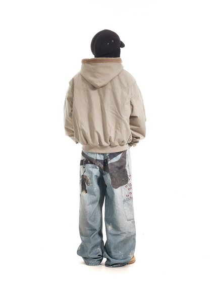 Multi Key Ink Splashed Baggy Jeans
