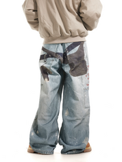 Multi Key Ink Splashed Baggy Jeans