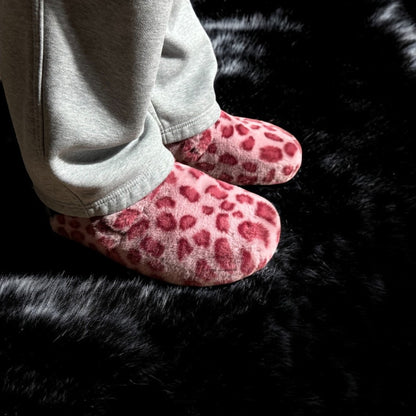 Pink Leopard Print Fur Clogs