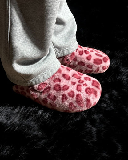 Pink Leopard Print Fur Clogs