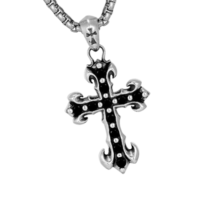 "MIDNIGHT IRIS" BLACK DIAMOND CROSS NECKLACE