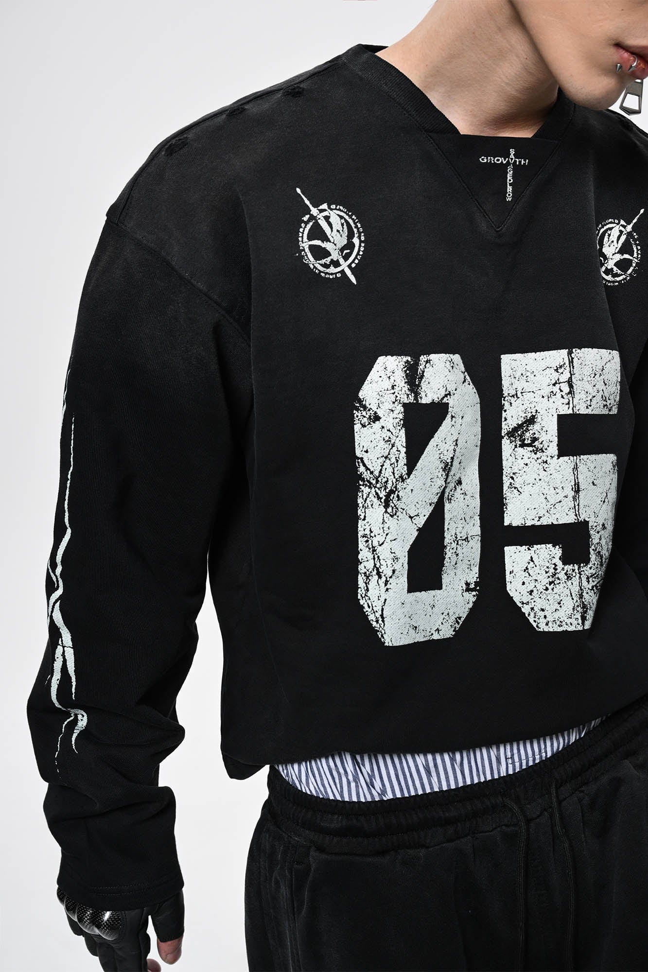 No.5 Distressed Long-Sleeve Shirt