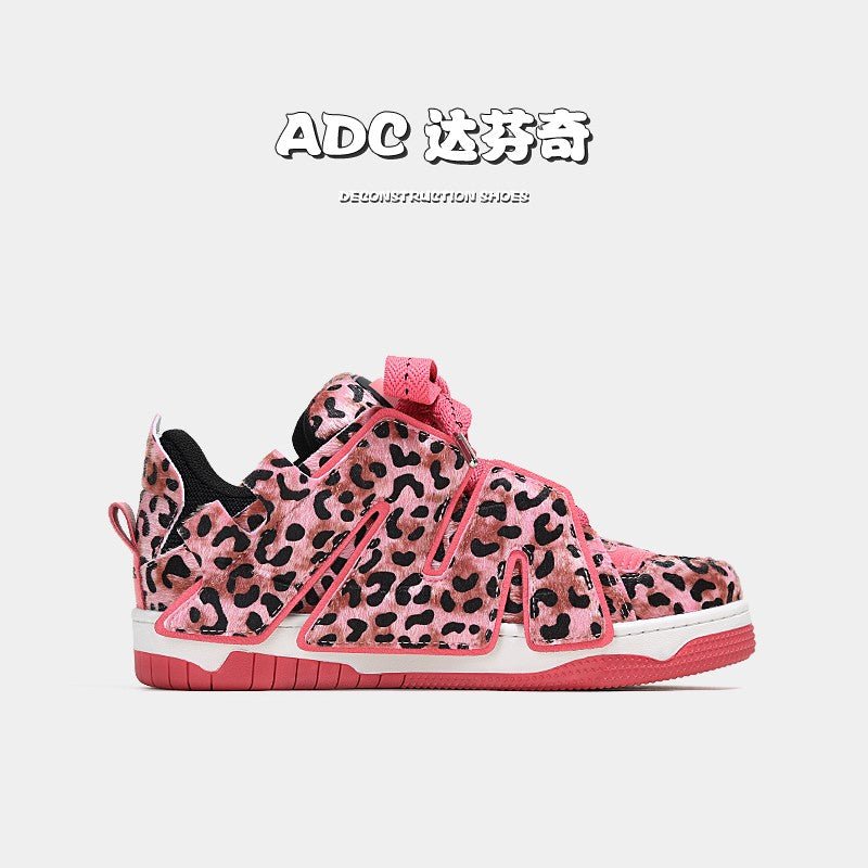 ADC Da Vinci Pink Leopard Print Sneakers - Dekayed
