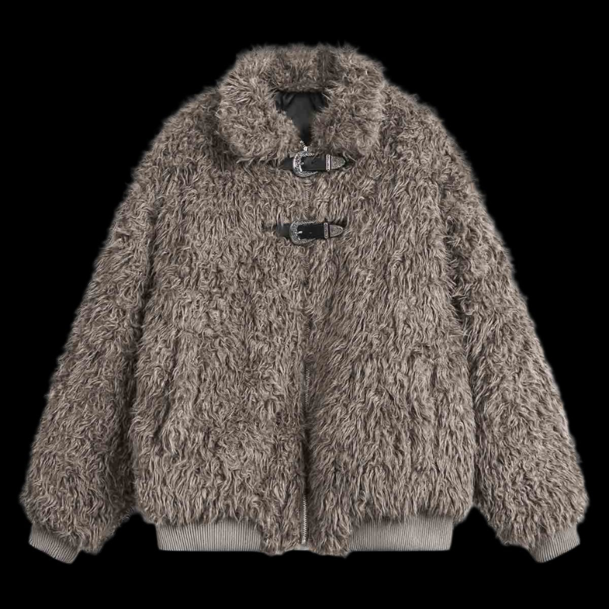 "Gemini" Metal leather Faux Fur Jacket