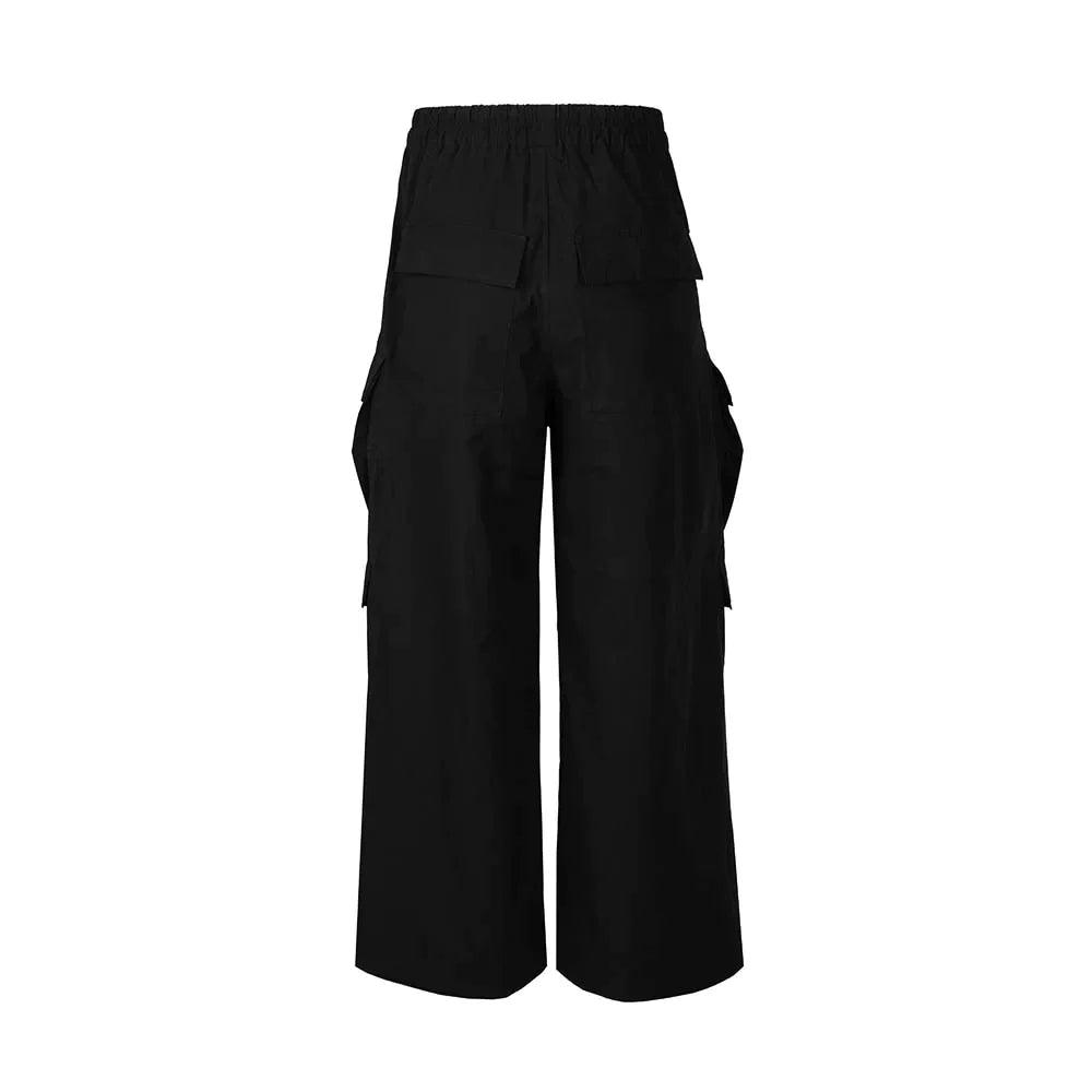 Black Side Pocket Cargo Pants Backside - Dekayed