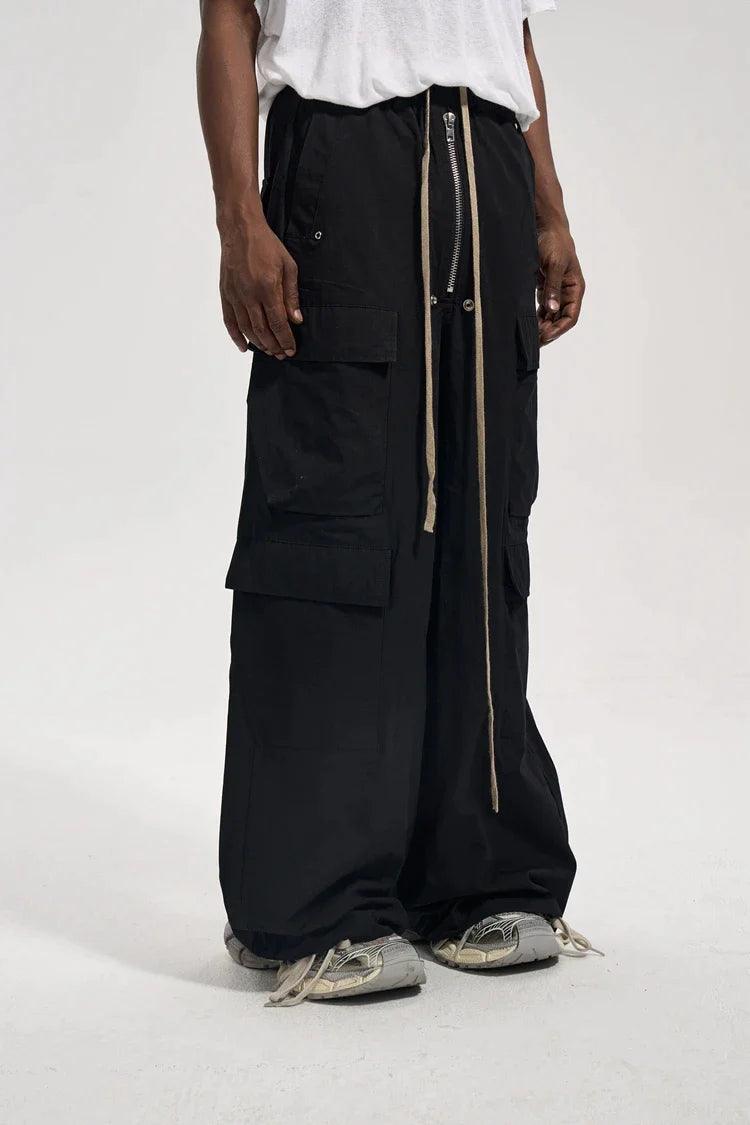 Black Side Pocket Cargo Pants- Dekayed