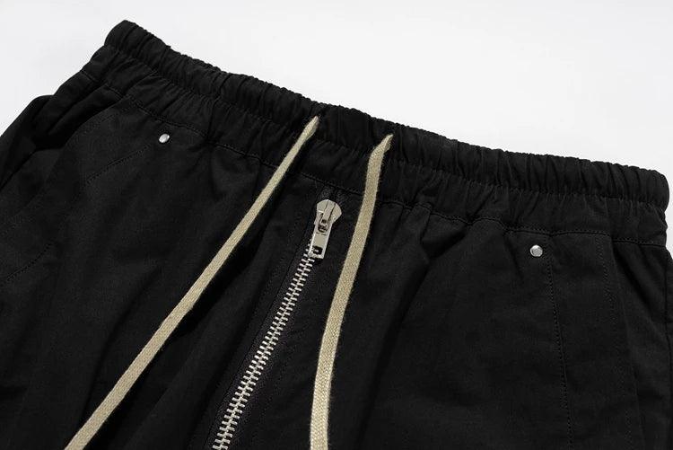 Black Side Pocket Cargo Pants Zip Details - Dekayed