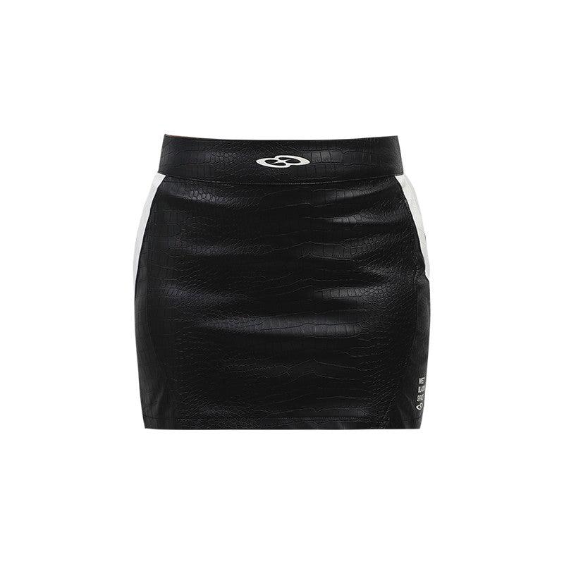 BLACK8MOB Crocodile Pattern Leather Skirt - Dekayed