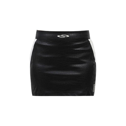 BLACK8MOB Crocodile Pattern Leather Skirt - Dekayed